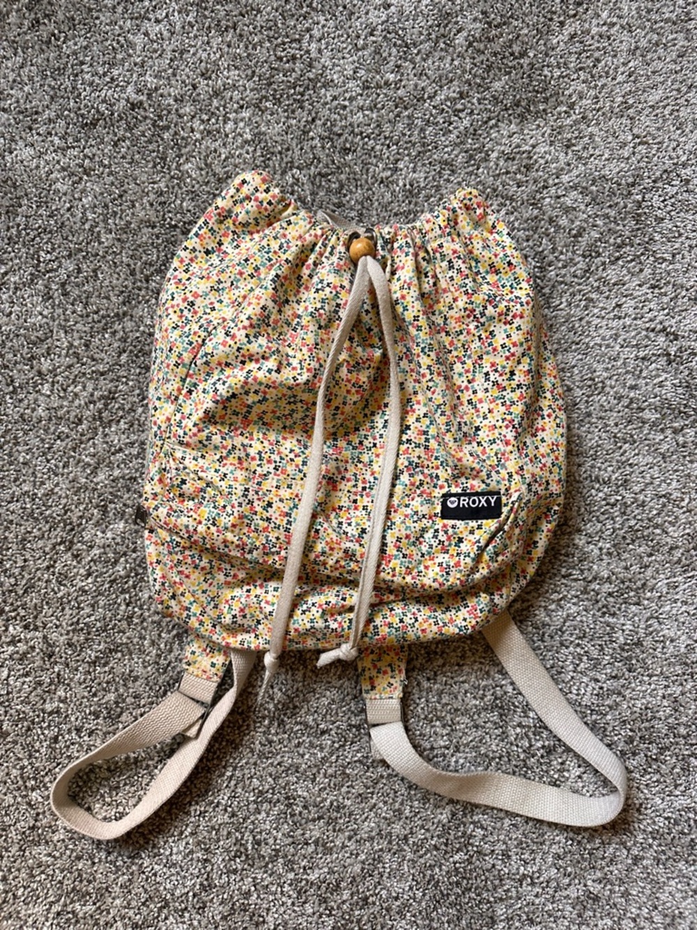 Roxy Yellow Floral Drawstring Backpack